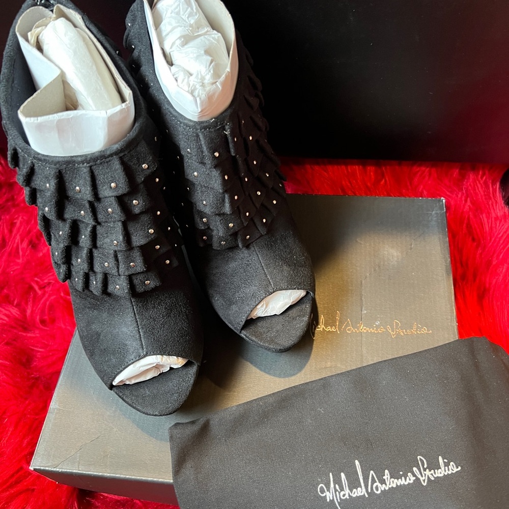 Michael Antonio Black Studded Ankle Booties